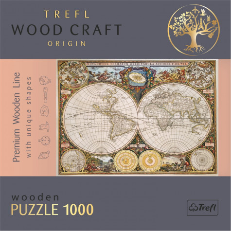TREFL Wood Craft Dřevěné puzzle Antická mapa světa 1000 dílků ~ 4