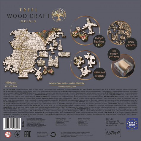 TREFL Wood Craft Dřevěné puzzle Antická mapa světa 1000 dílků