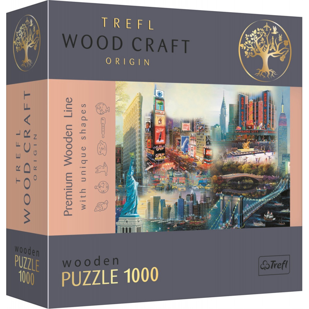 TREFL Wood Craft Dřevěné puzzle Koláž New York 1000 dílků