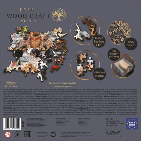 TREFL Wood Craft Dřevěné puzzle Psí přátelství 1000 dílků