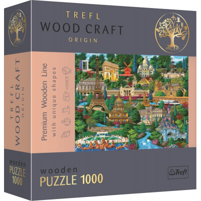 TREFL Wood Craft Dřevěné puzzle Slavná místa Francie 1000 dílků