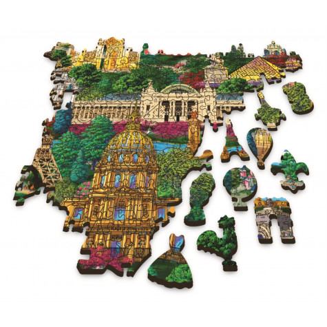 TREFL Wood Craft Dřevěné puzzle Slavná místa Francie 1000 dílků