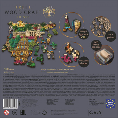 TREFL Wood Craft Dřevěné puzzle Slavná místa Francie 1000 dílků