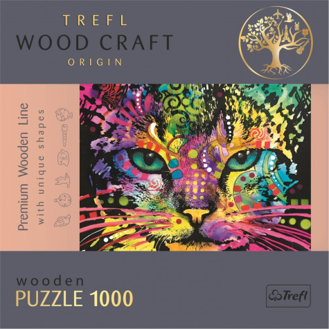 TREFL Wood Craft Dřevěné puzzle Barevná kočka 1000 dílků ~ 4
