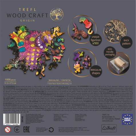 TREFL Wood Craft Dřevěné puzzle Barevná kočka 1000 dílků ~ 5
