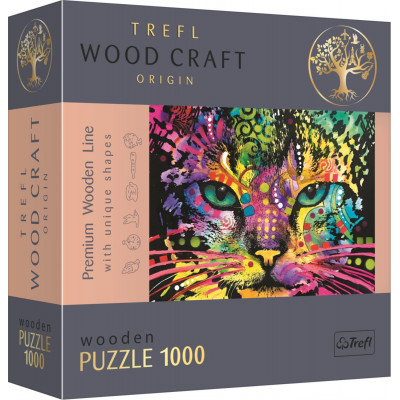 TREFL Wood Craft Dřevěné puzzle Barevná kočka 1000 dílků