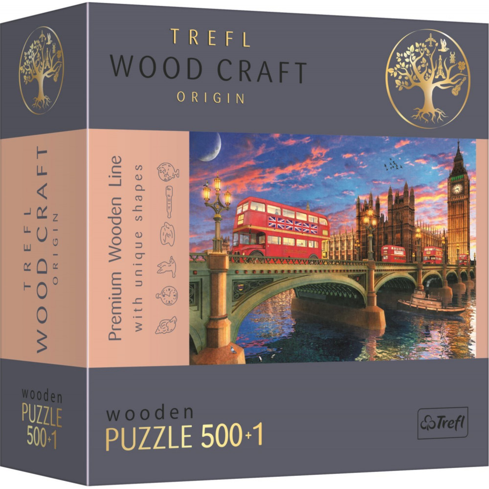 TREFL Wood Craft Dřevěné puzzle Westminsterský palác, Big Ben 501 dílků