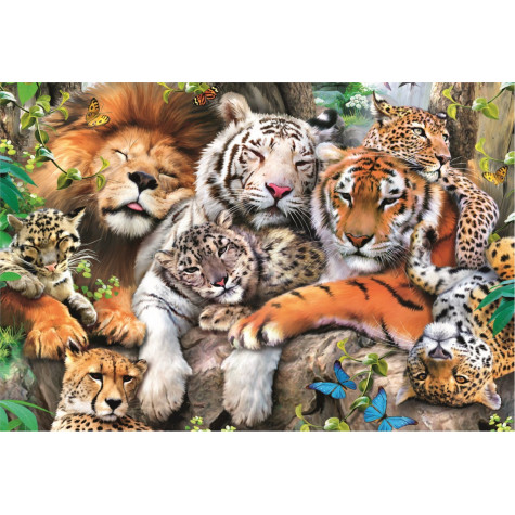 TREFL Wood Craft Dřevěné puzzle Divoké kočky v džungli 501 dílků ~ 2