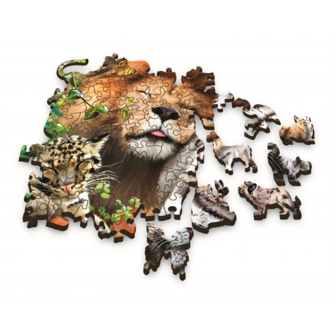 TREFL Wood Craft Dřevěné puzzle Divoké kočky v džungli 501 dílků ~ 3