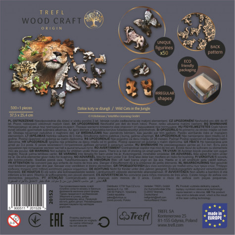 TREFL Wood Craft Dřevěné puzzle Divoké kočky v džungli 501 dílků ~ 5