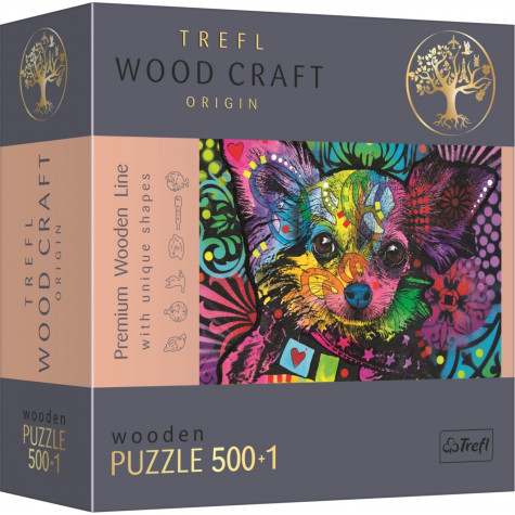 TREFL Wood Craft Dřevěné puzzle Barevné štěně 501 dílků