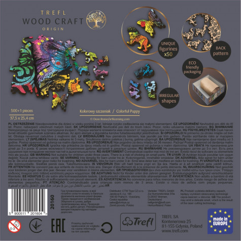 TREFL Wood Craft Dřevěné puzzle Barevné štěně 501 dílků ~ 5