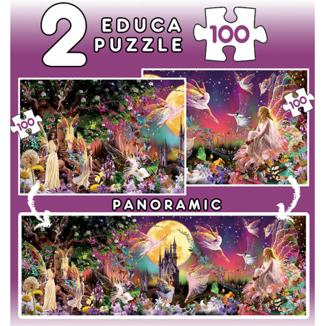 EDUCA Puzzle Panorama Pohádkové víly 2x100 dílků