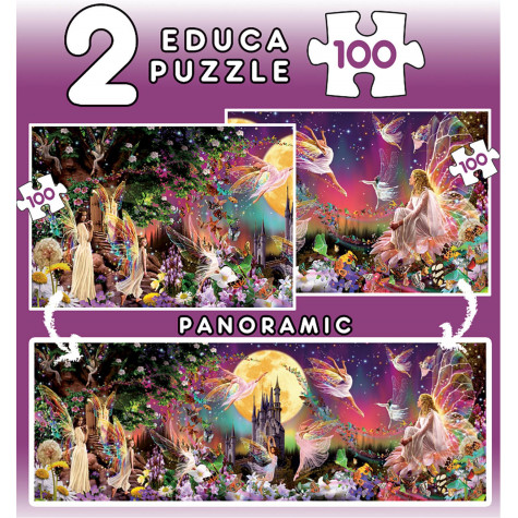 EDUCA Puzzle Panorama Pohádkové víly 2x100 dílků ~ 2