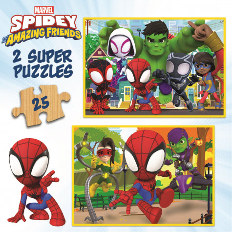 EDUCA Dřevěné puzzle Spidey a jeho úžasní přátelé 2x25 dílků