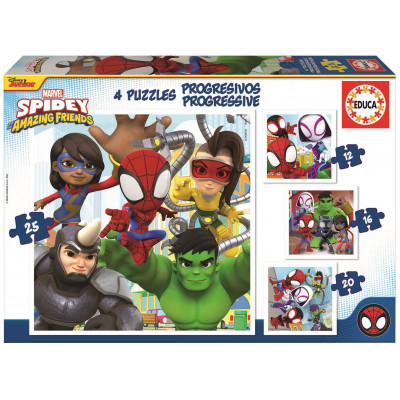 EDUCA Puzzle Spidey a jeho úžasní přátelé 4v1 12,16,20,25 dílků