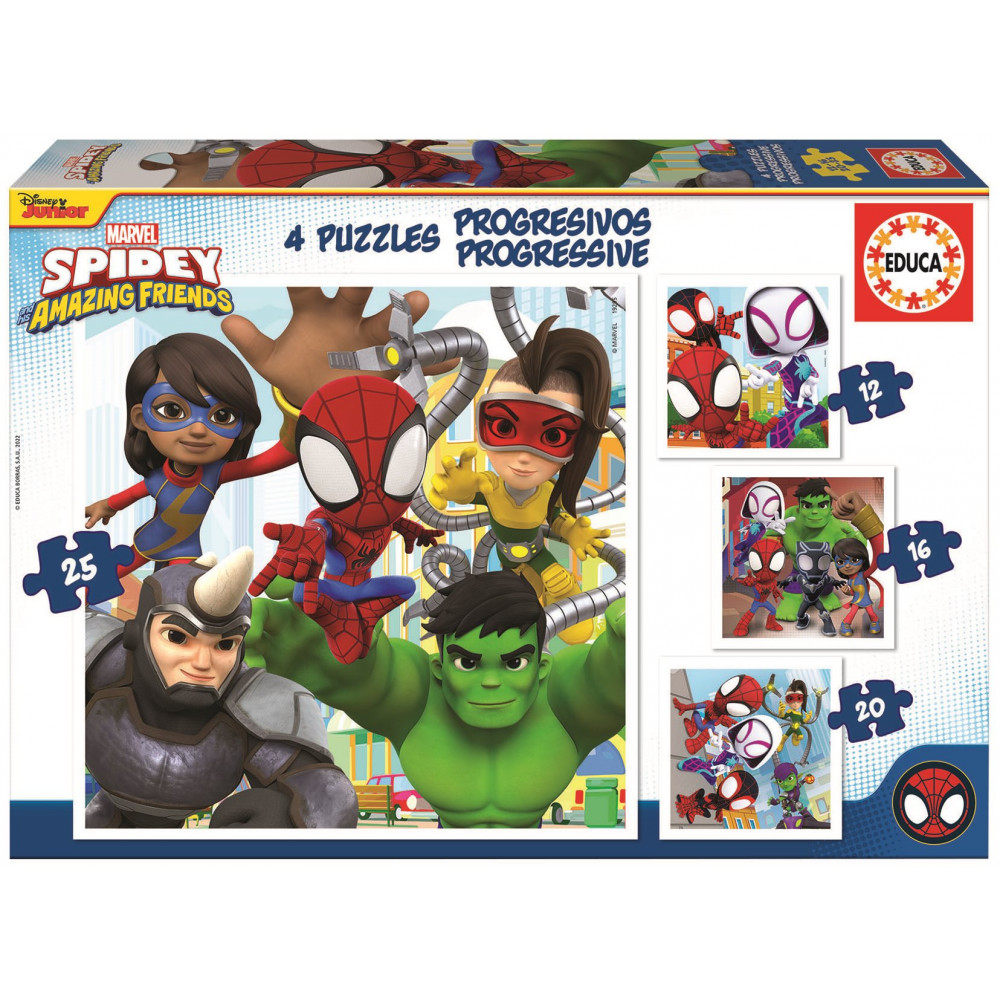 EDUCA Puzzle Spidey a jeho úžasní přátelé 4v1 12,16,20,25 dílků