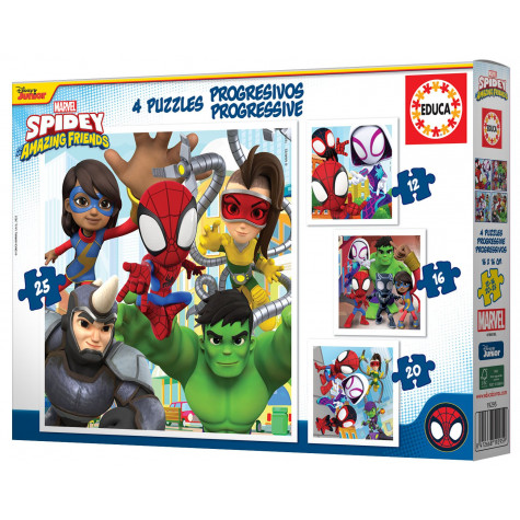 EDUCA Puzzle Spidey a jeho úžasní přátelé 4v1 12,16,20,25 dílků