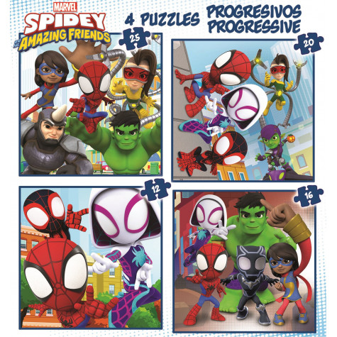 EDUCA Puzzle Spidey a jeho úžasní přátelé 4v1 12,16,20,25 dílků ~ 3