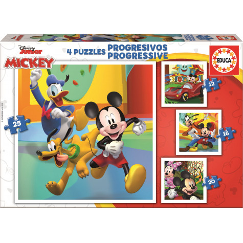 EDUCA Puzzle Mickey a přátelé 4v1 12,16,20,25 dílků