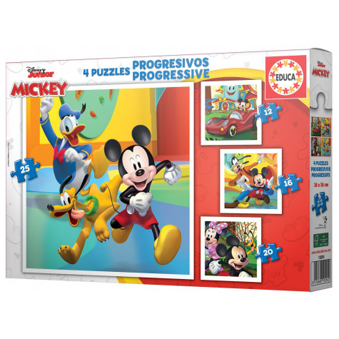 EDUCA Puzzle Mickey a přátelé 4v1 12,16,20,25 dílků
