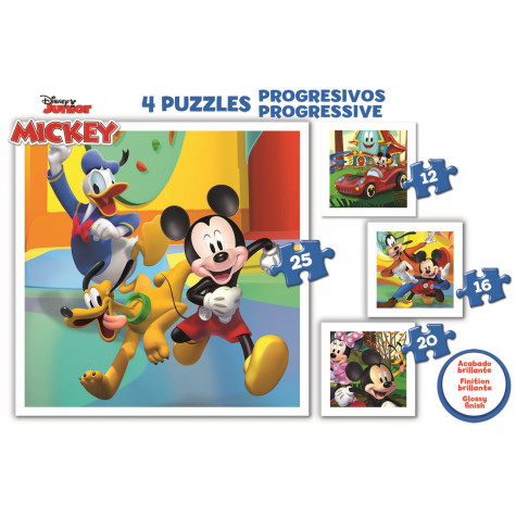 EDUCA Puzzle Mickey a přátelé 4v1 12,16,20,25 dílků