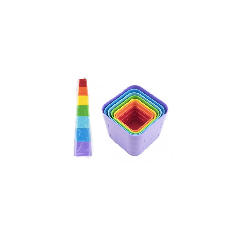 Kubus pyramida skládanka hranatá barevná 7ks