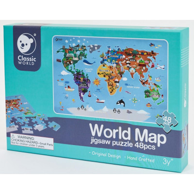 Puzzle dřevěné Mapa Světa 48 dílků