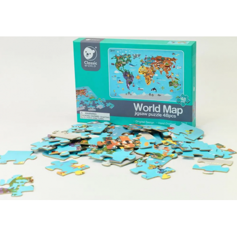 Puzzle dřevěné Mapa Světa 48 dílků