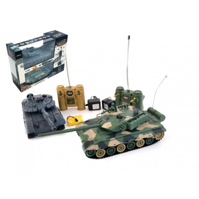 Tank RC 2ks 33cm+dobíjecí pack tanková bitva se zvukem a světlem