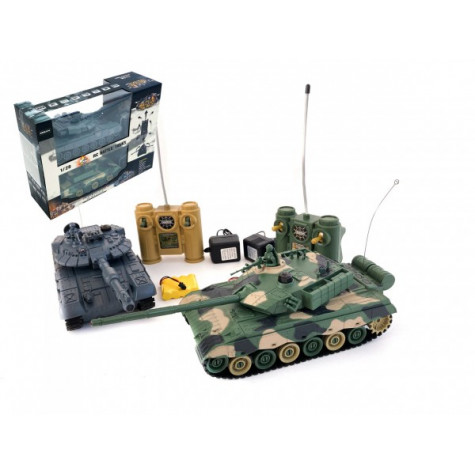 Tank RC 2ks 33cm+dobíjecí pack tanková bitva se zvukem a světlem