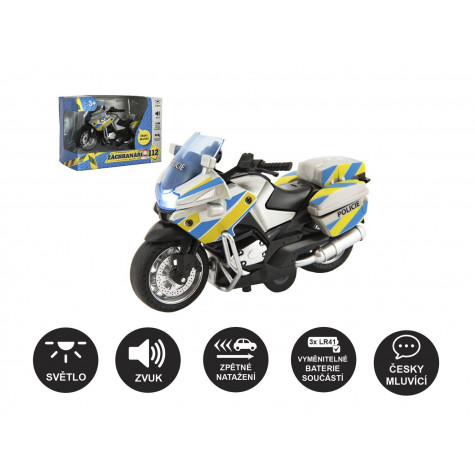 Motorka policejní 12cm na zpětné natažení se světlem a zvukem ~ 2