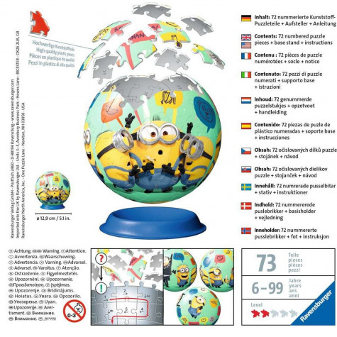 RAVENSBURGER 3D Puzzleball Mimoni 2: Padouch přichází 72 dílků ~ 3