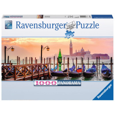 RAVENSBURGER Panoramatické puzzle Gondoly v Benátkách, Itálie 1000 dílků