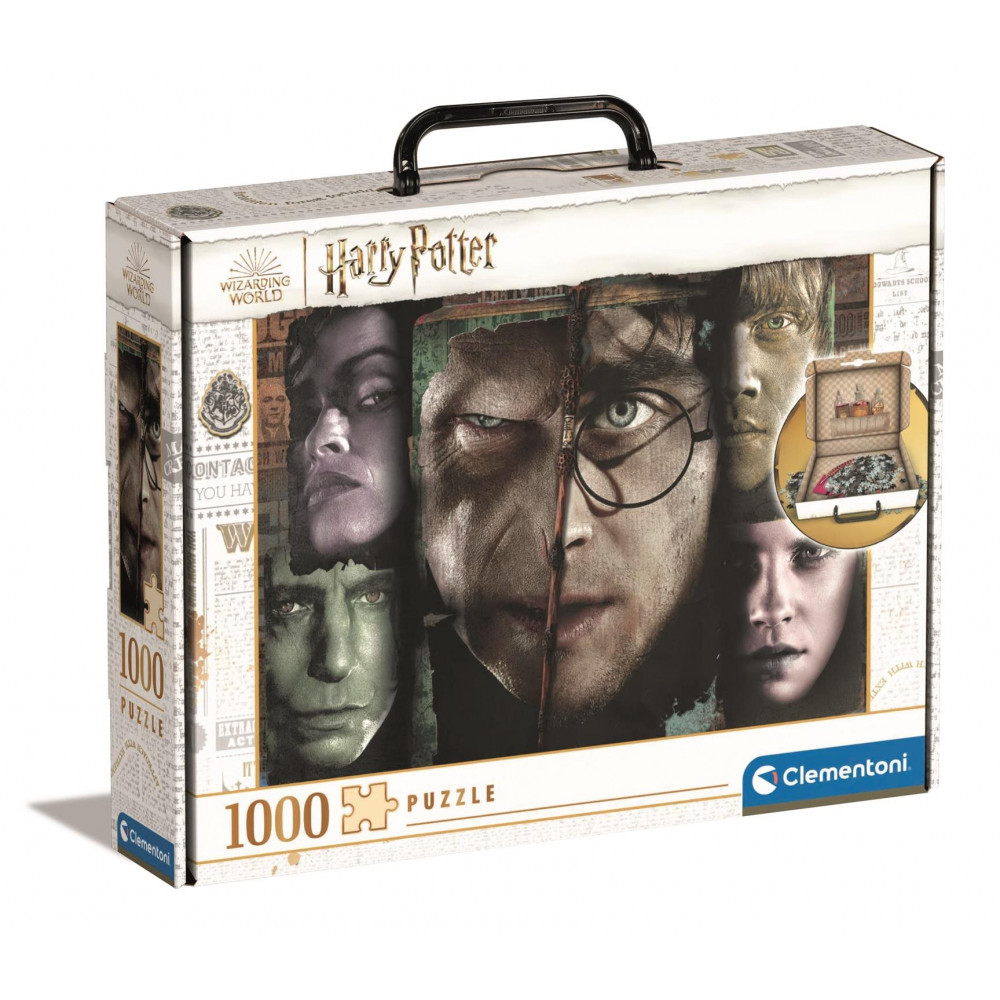 CLEMENTONI Puzzle v kufříku Harry Potter: Tváře kouzelníků 1000 dílků