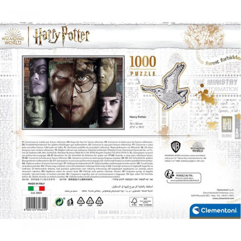 CLEMENTONI Puzzle v kufříku Harry Potter: Tváře kouzelníků 1000 dílků