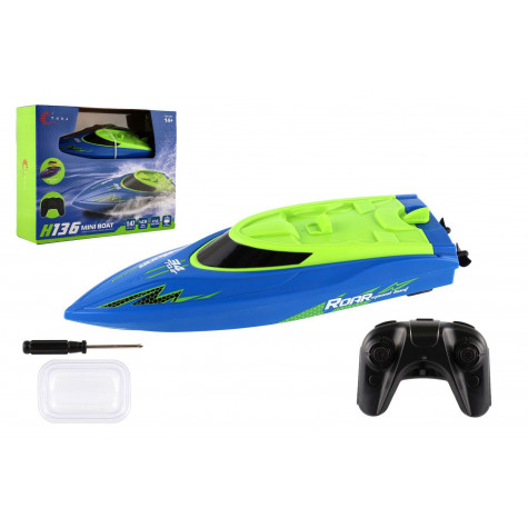 Motorový člun/loď do vody RC 22cm modrý na baterie 2,4Ghz ~ 1