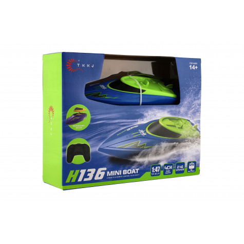 Motorový člun/loď do vody RC 22cm modrý na baterie 2,4Ghz ~ 2