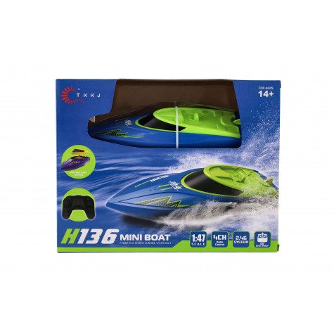 Motorový člun/loď do vody RC 22cm modrý na baterie 2,4Ghz ~ 3