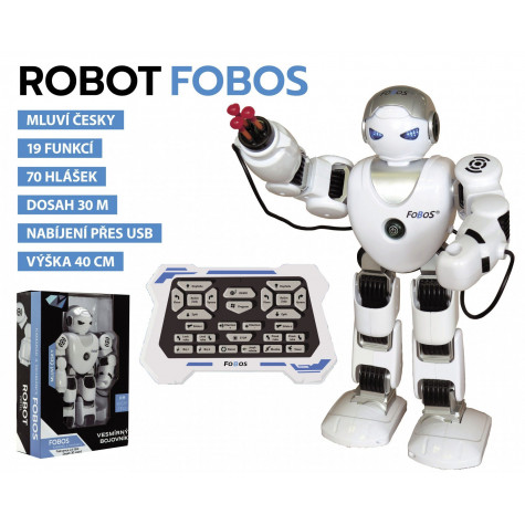 Robot RC FOBOS interaktivní chodící 40cm česky mluvící na baterie s USB