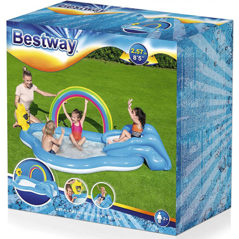 Bestway 53092 Nafukovací hrací centrum Duhový den 257x145x91cm