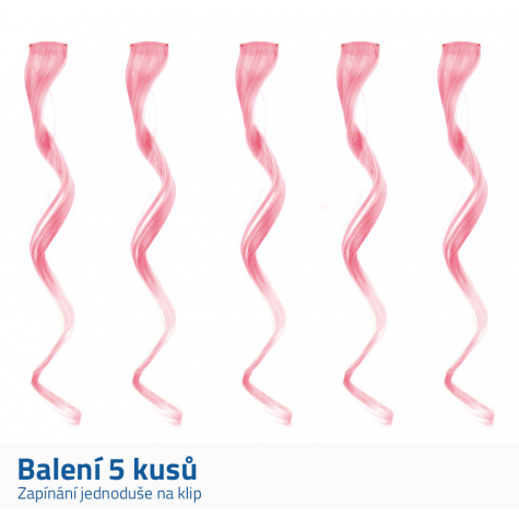 Barevné příčesky do vlasů - růžové ~ 3