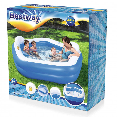Bestway 54153 Bazén nafukovací s opěradly 213x206x69cm ~ 2