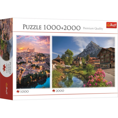 TREFL Puzzle 2v1 Toledo 1000 dílků + Léto v Alpách 2000 dílků