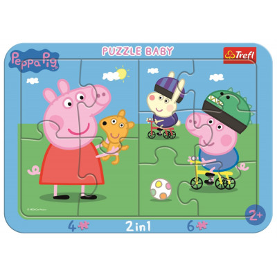 TREFL Baby puzzle Šťastné prasátko Peppa 2v1 4, 6 dílků