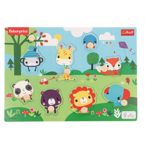 TREFL Dřevěná vkládačka Fisher Price Divoká zvířátka ~ 1