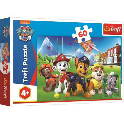 TREFL Puzzle Tlapková patrola na trávníku 60 dílků