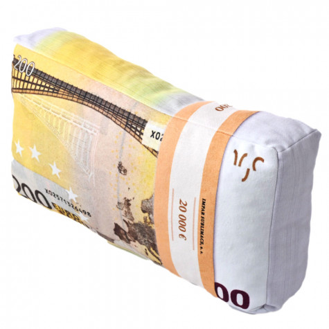 3D polštář 43 x 25 cm - Bankovky euro 200€ ~ 3