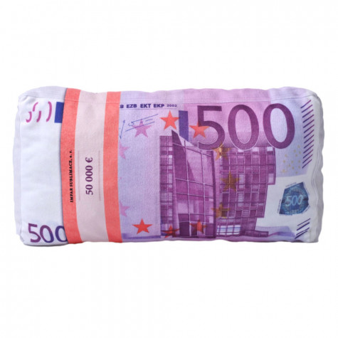 3D polštář 43 x 25 cm - Bankovky euro 500€ ~ 1