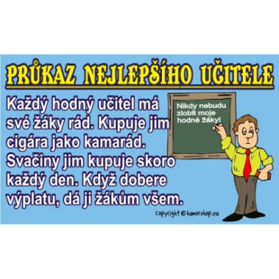 Průkaz nejlepšího učitele